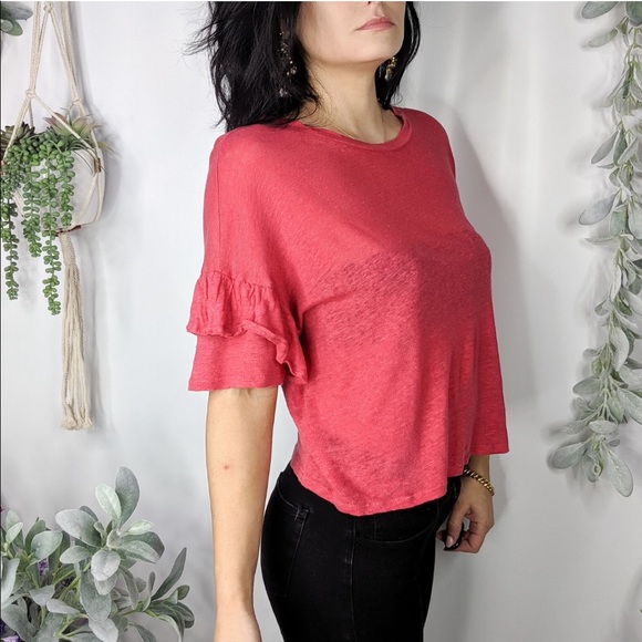 1. State Tops - ❤️1. STATE Blouse Linen Ruffle Short Sleeved791